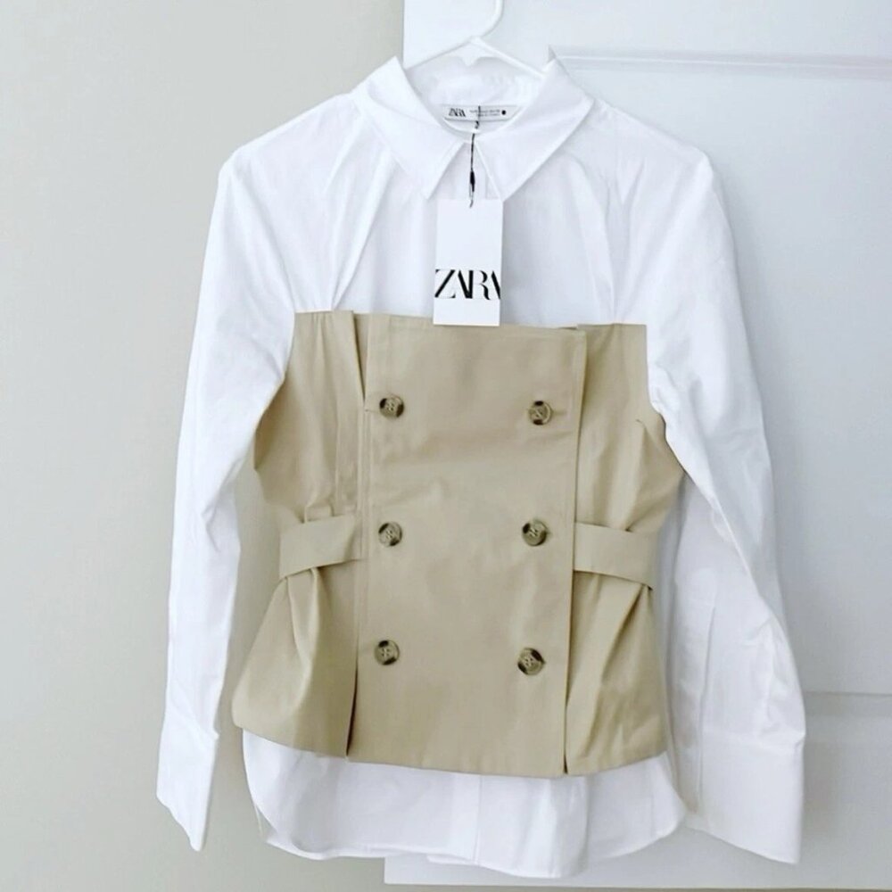 Zara Poplin Shirt with Bustier Gaberdine
